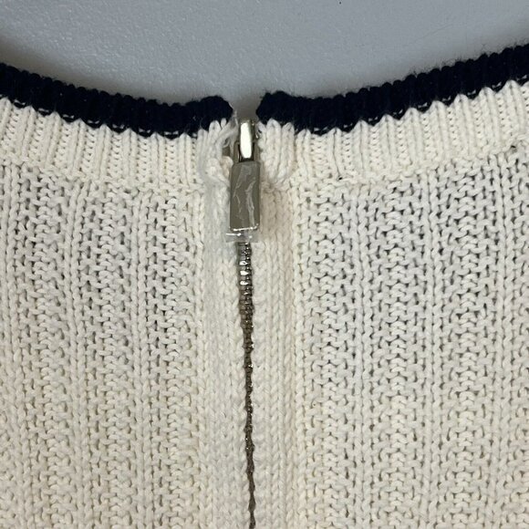 Talbots Off White Black Trim Sweater Textured Size XS Back Zipper NWT - Picture 8 of 9